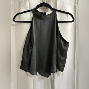 blurb.rhinestone collection from Buckle fringe top size medium black